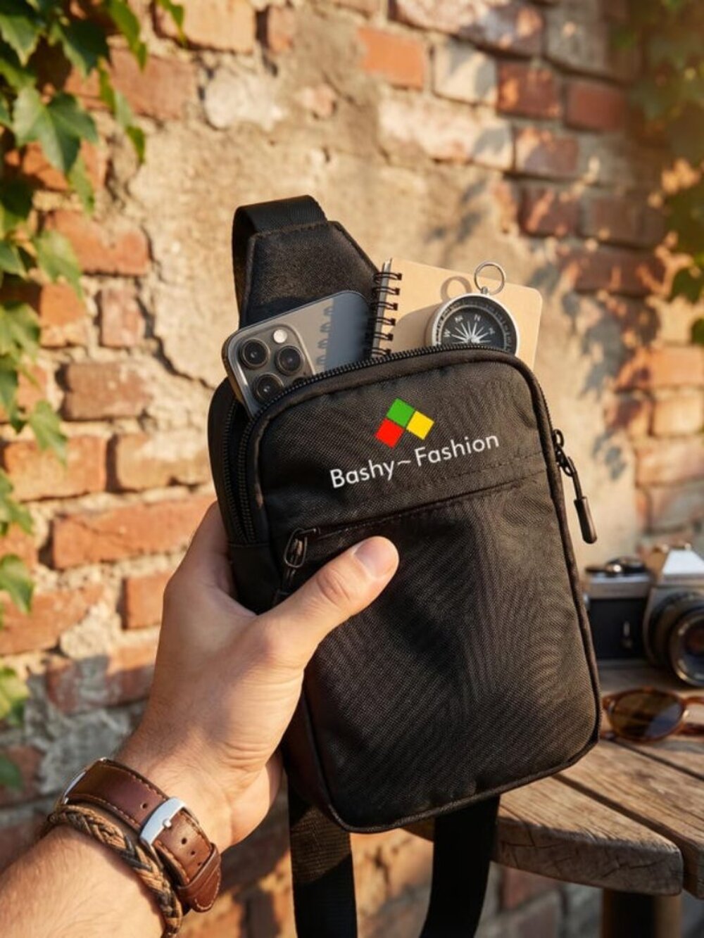 Black Minimal Sling Bag - Crossbody Everyday Pack